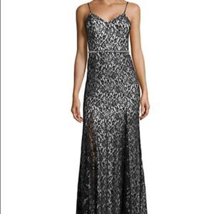 Sequin Hearts Beaded Metallic Lace Sheath Gown